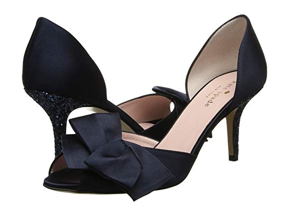 New Navy Satin/Navy Glitter Heel