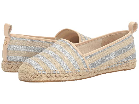 Silver/Natural Glitter Stripe Canvas/Sand Nappa