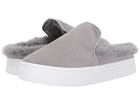 Grey Kid Suede Leather/Faux Fur
