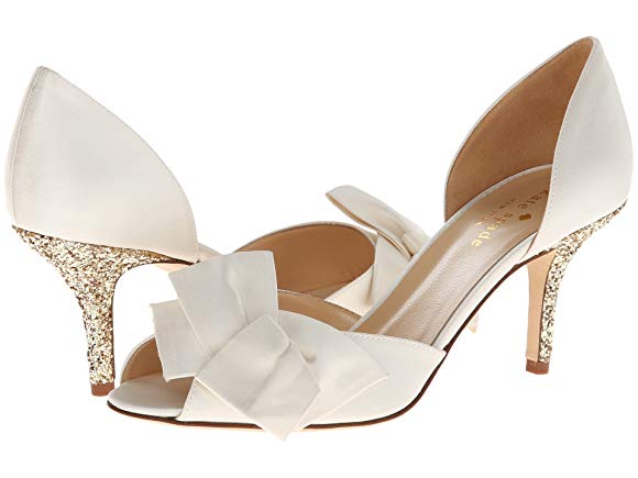 Ivory Satin/Gold Glitter Heel
