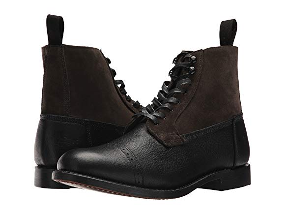 Black Multi Waxed Pebbled Leather/Oiled Suede