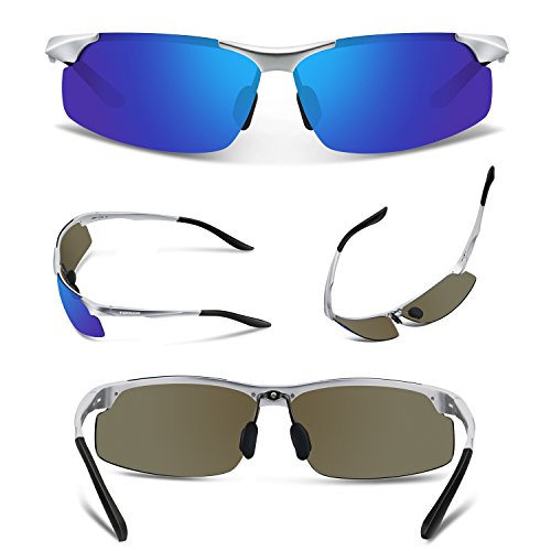 291 Sliver&Black Tips&Blue Lens