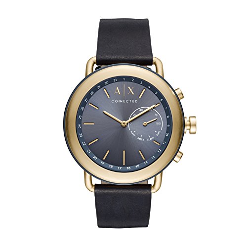 Gold-tone Stainless Steel, Blue Leather Strap, 47 mm