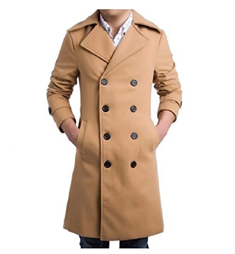 abetteric men's topcoat double-breasted windbreakers slim