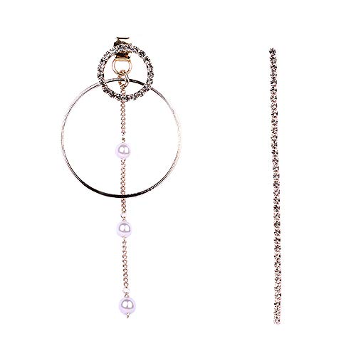 Double circle unbalanced pearl earring