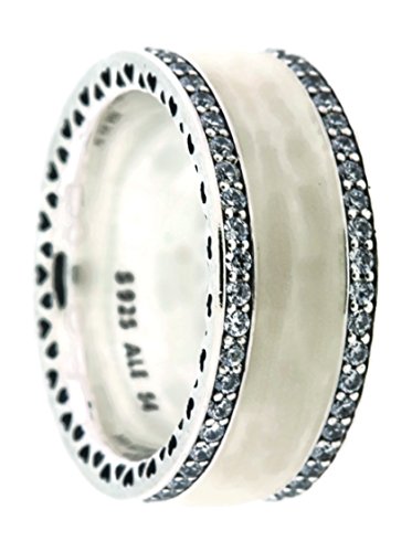 Sterling Silver, White Enamel & Clear Cz
